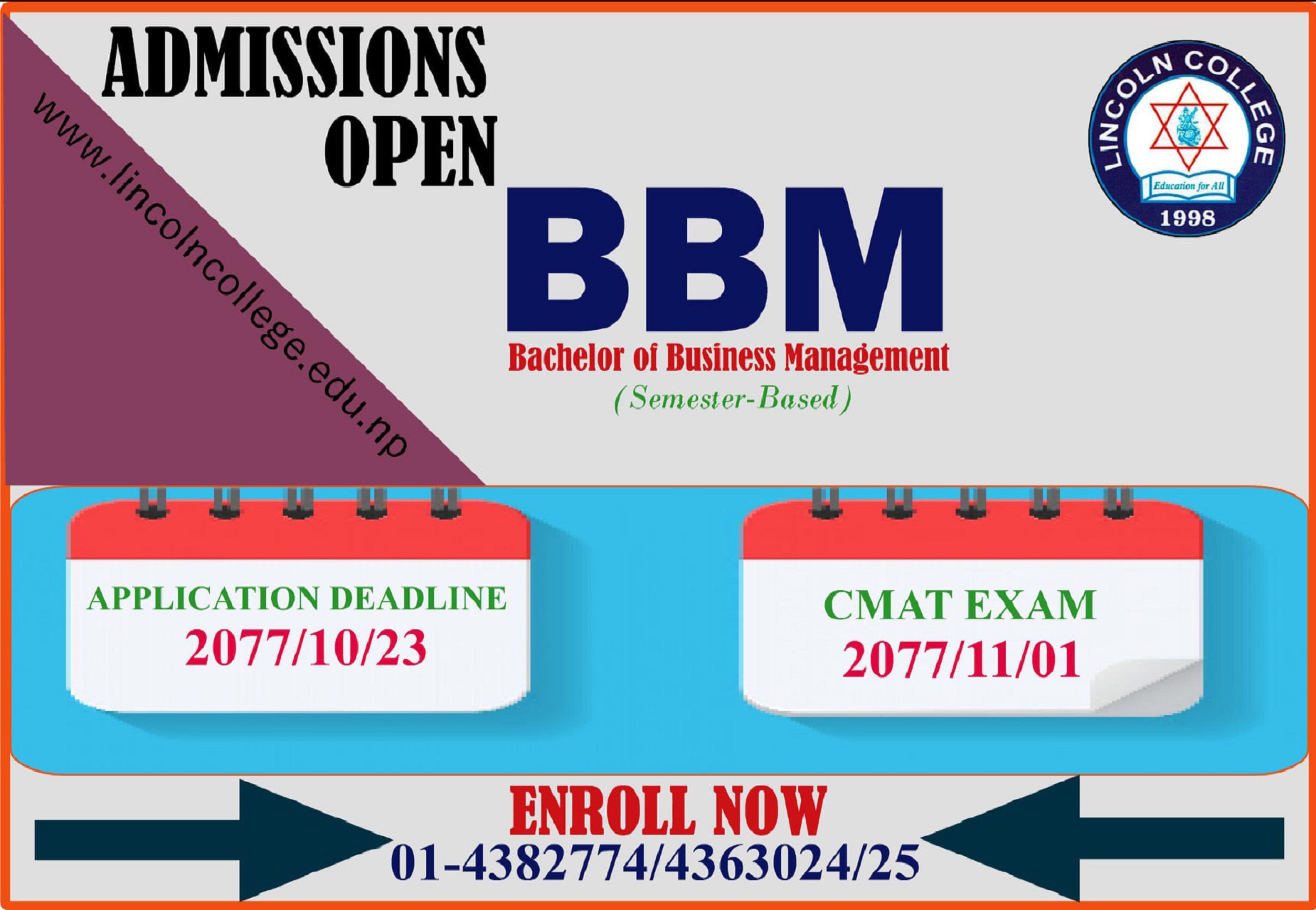 Admission open for BBM